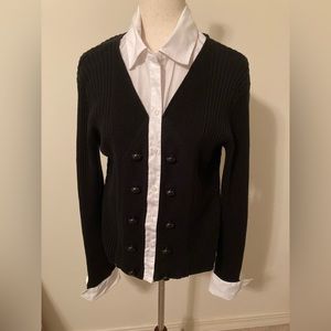 REQ - Women’s Black and White Button Down Sweater   Size L